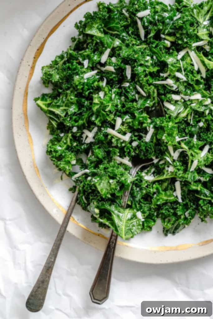 Zesty Lemon Kale Salad 4 Kale Salad with Lemon Dressing on a white plate