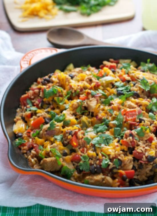 Healthy and quick One Skillet Spicy Ranch Chicken with black beans and southwest flavor.