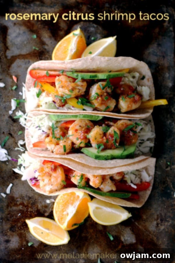 Fragrant rosemary citrus shrimp tacos