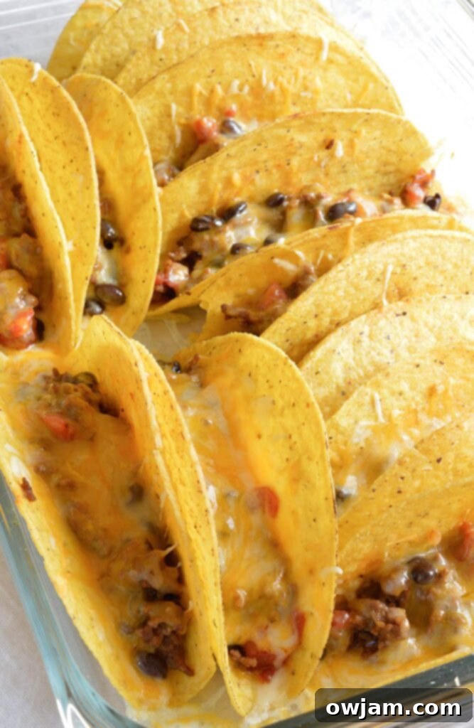 Crispy oven baked tacos, perfect for a crowd