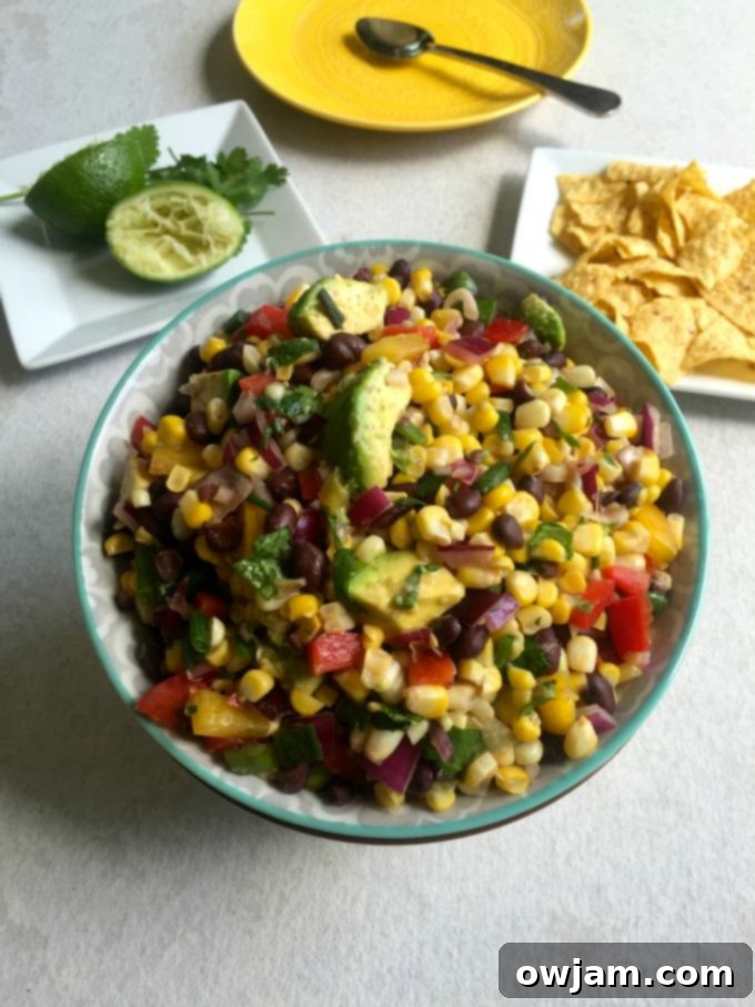 Sweet Corn Black Bean Salad served in a bowl, vibrant and fresh