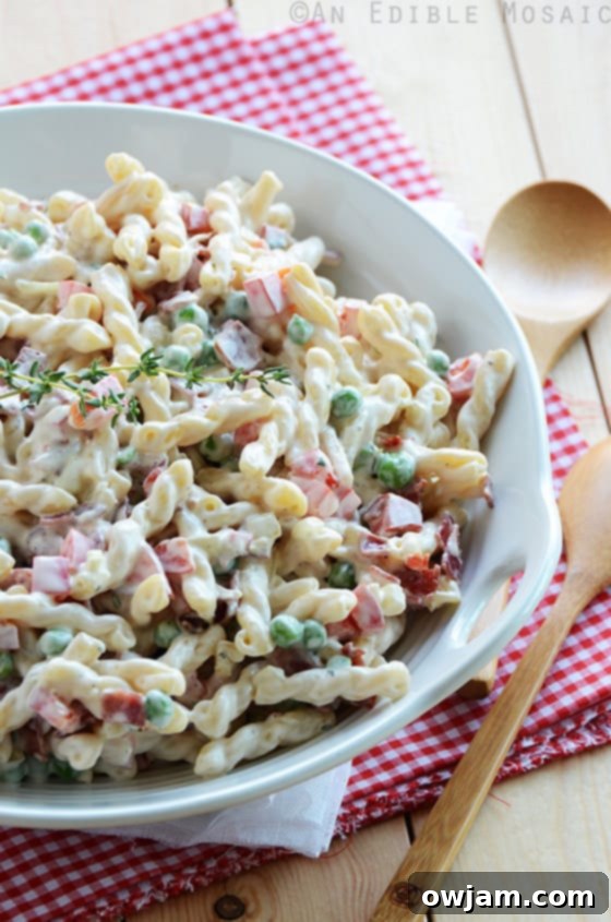 Creamy-Pasta-Salad-with-Bacon-Peas-Bell-Peppers