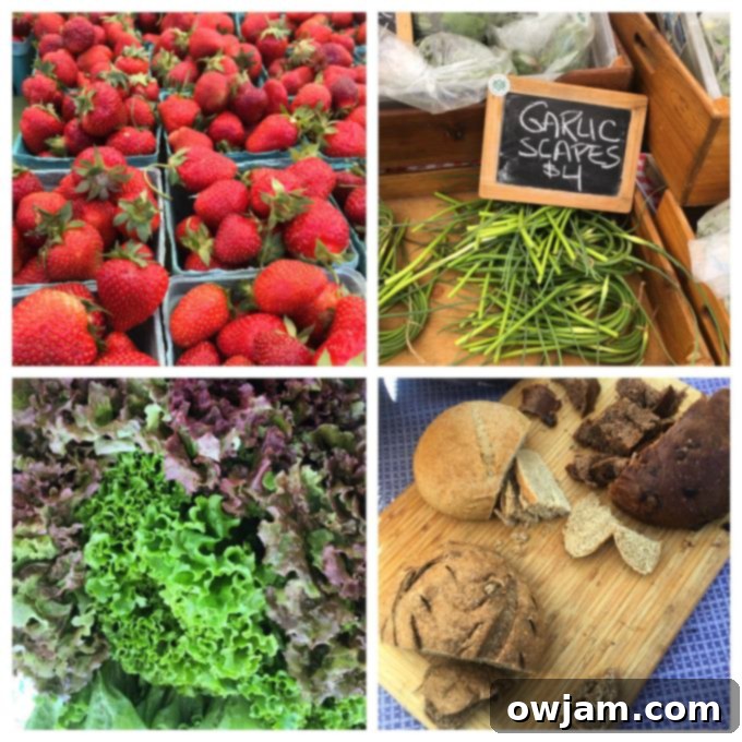 Assortment of colorful, fresh farmer's market fruits and vegetables.