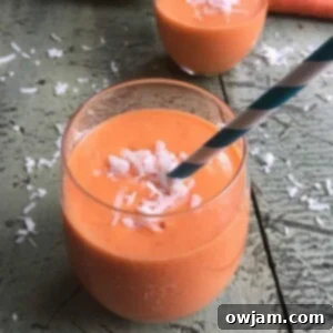 Golden Carrot Delight 5 Coconut Carrot Smoothie served in a glass