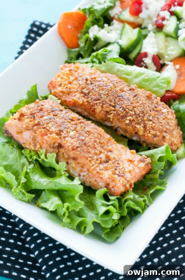 Sriracha Almond Crusted Salmon with a crispy topping