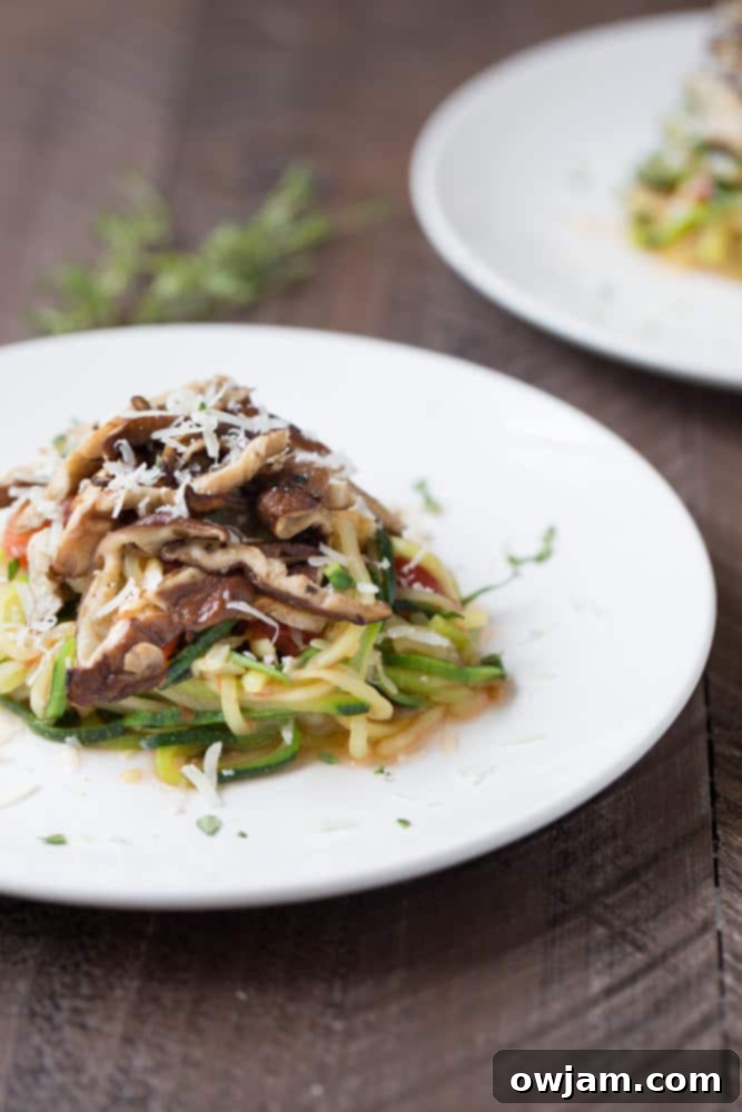 12 Mouthwatering Zucchini Recipes 11 Zucchini noodles tossed with shiitake mushrooms and a delicious tomato sauce.