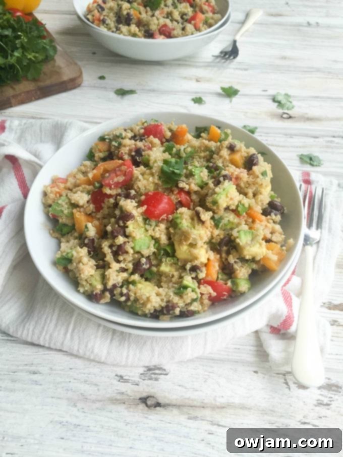 Southwestern Avocado Quinoa Salad with Chipotle Hummus Dressing
