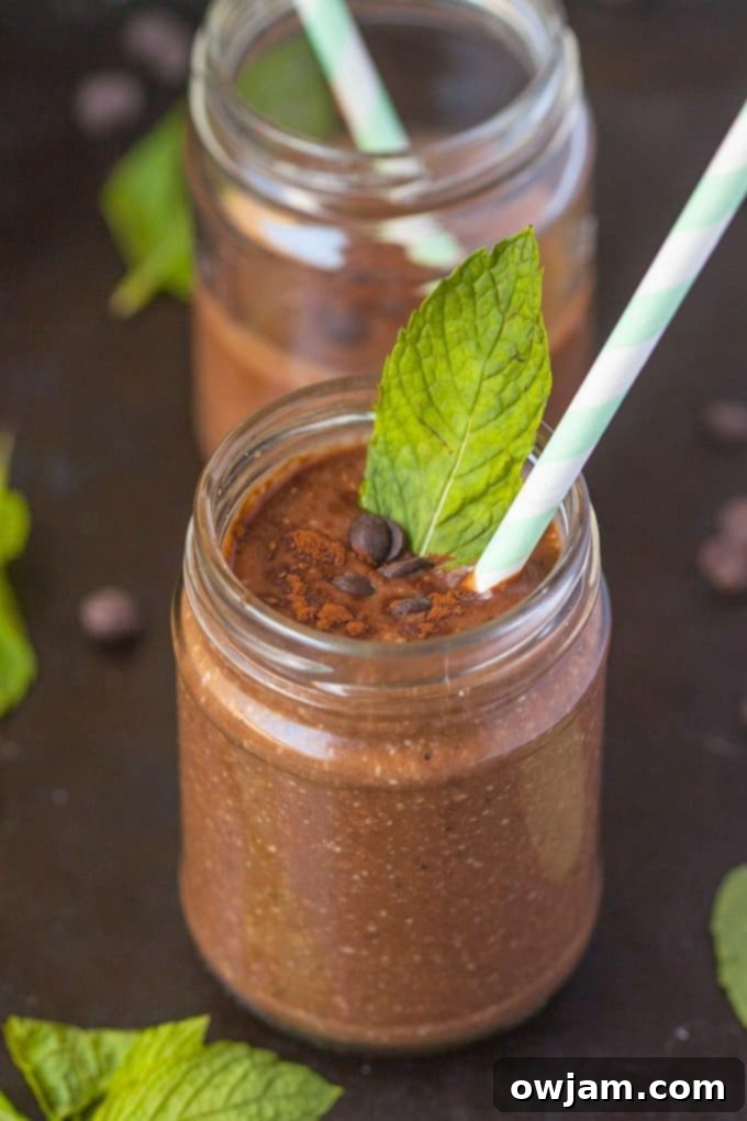 Healthy Peppermint Patty Smoothie with avocado