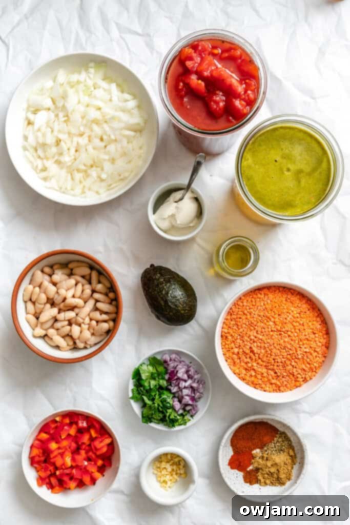 Hearty Lentil Chili 3 Lentil Bean Chili recipe ingredients