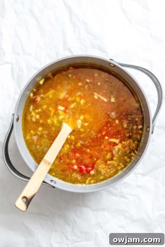 Hearty Lentil Chili 7 Lentil Bean Chili in a pot