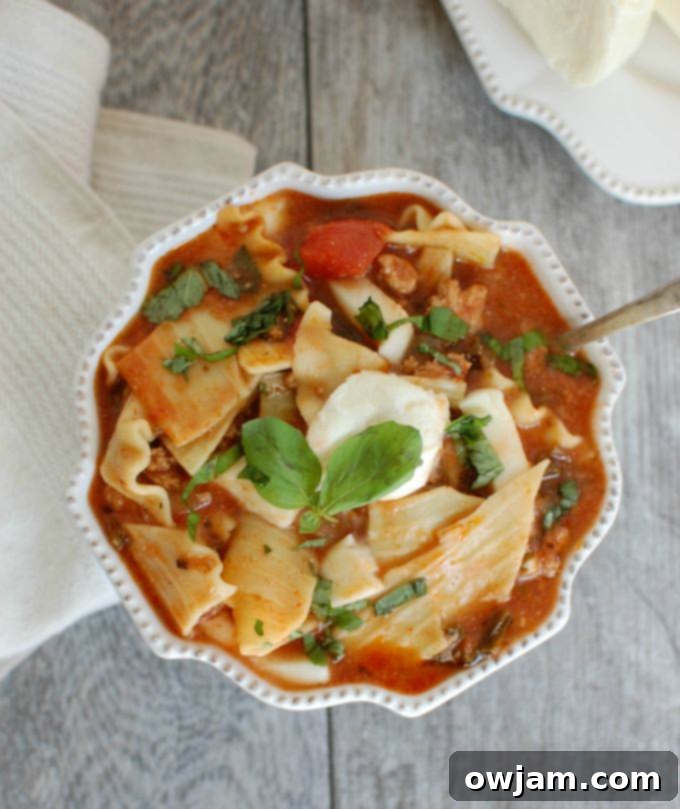 Slow Cooker Turkey Kale Lasagna Soup - so good and comforting
