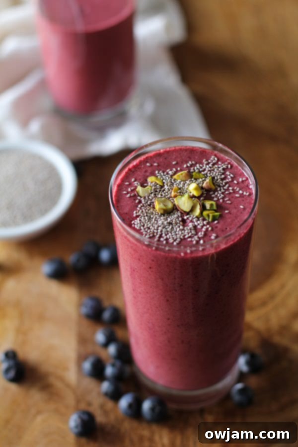 Vibrant Beet Berry Apple Chia Smoothie, a healthy and nutrient-rich beverage packed with fruits and vegetables for an energy boost