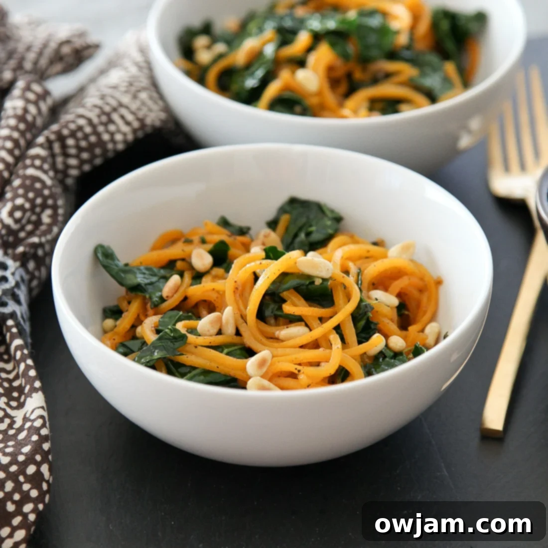 Butternut Squash Noodles with Brown Butter and Kale