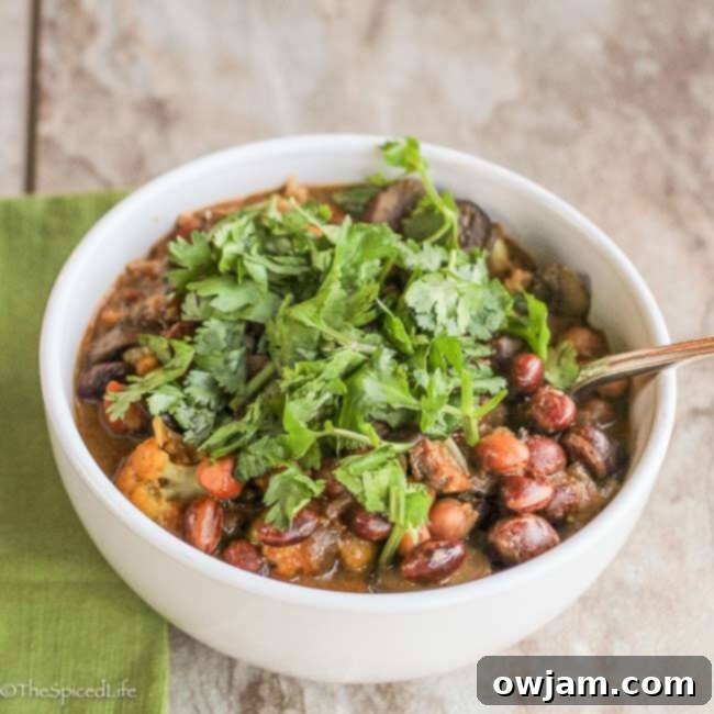 Indian Bean and Chickpea Stew with Mushrooms