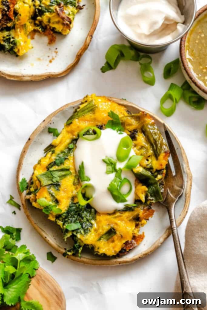 Cheesy Black Bean Egg Bake on a plate with fresh cilantro
