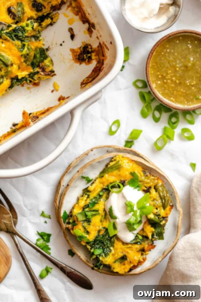 Cheesy Black Bean Egg Bake on a plate with fork ready to eat