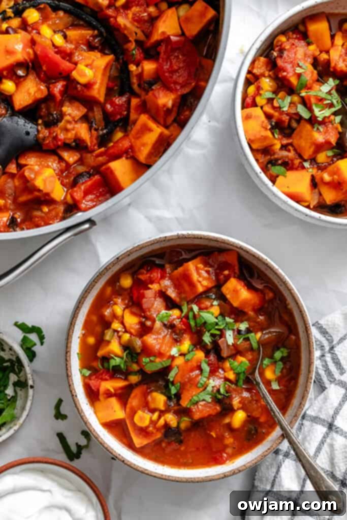 Sweet Potato Chili with two bowls