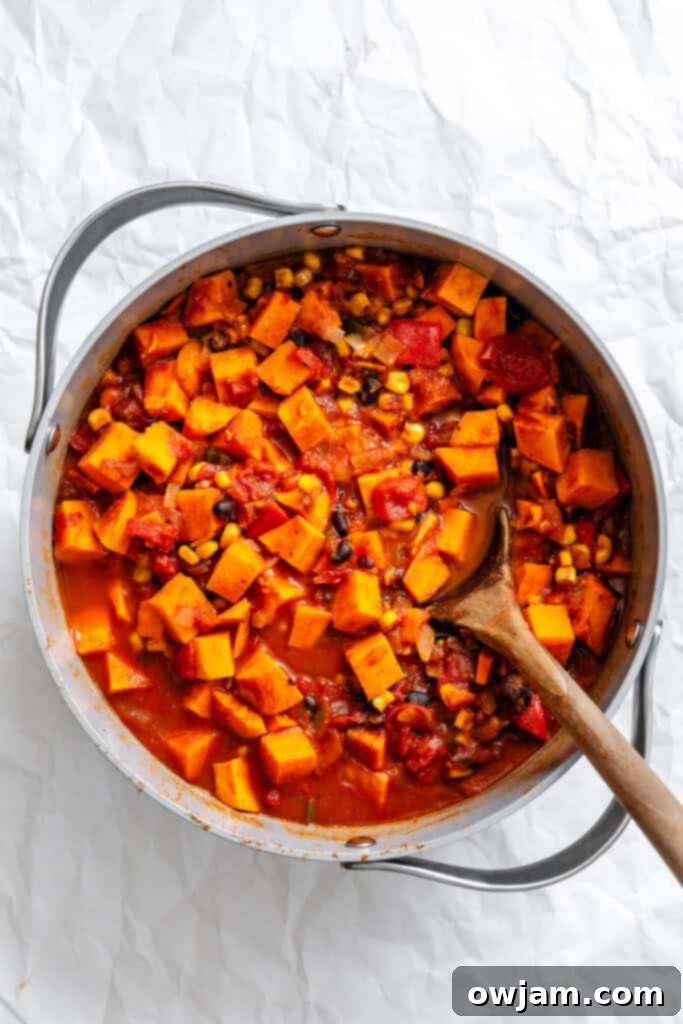 Sweet Potato Chili in a pot