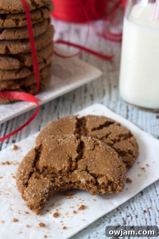 Chewy Soft Gingersnap Cookies, a comforting holiday classic.
