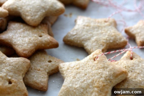 Traditional German Christmas Cookies (Zimsterne) with almond and spice flavors.
