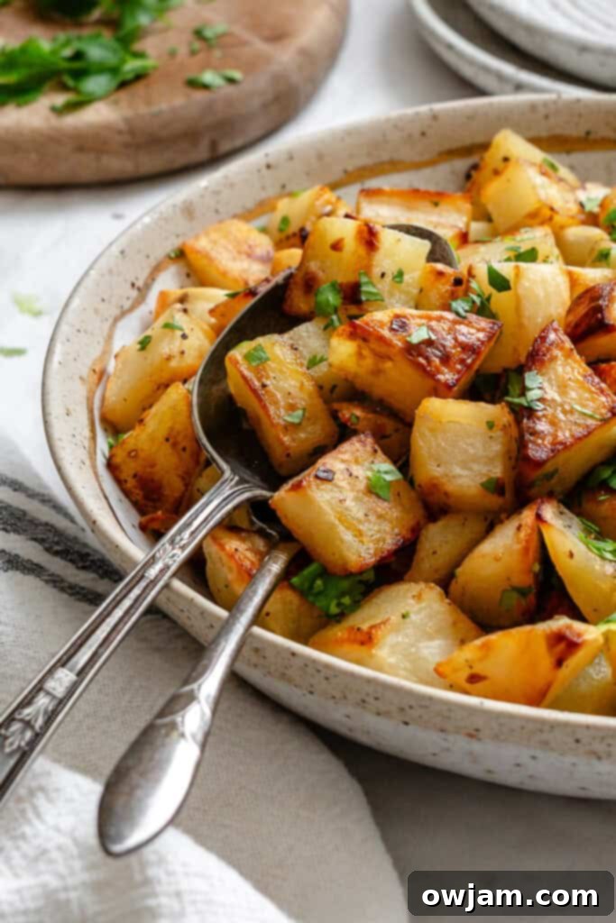 Lemon Cilantro Roasted Potatoes in a white bowl 