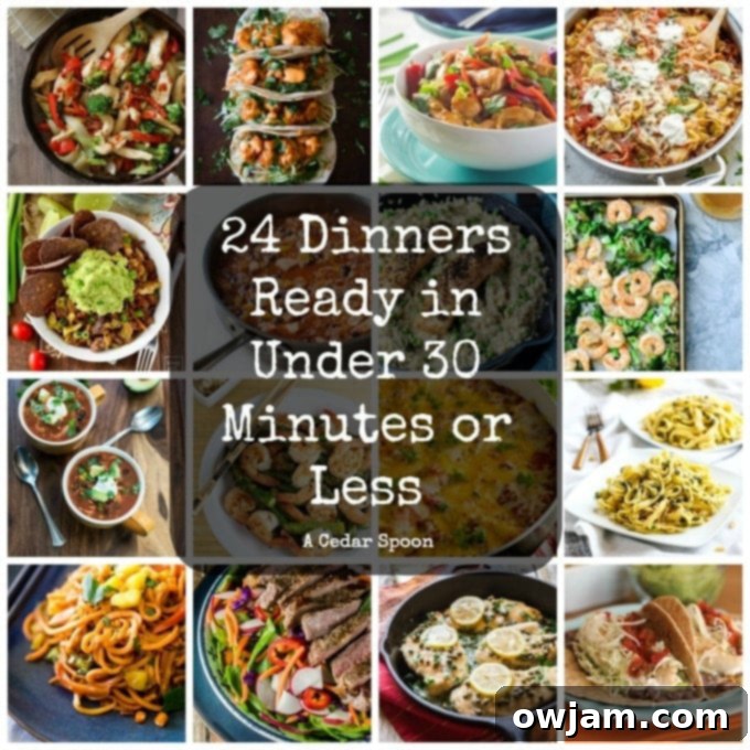 24 Dinners Ready in 30 Minutes or Less - recipes from A Cedar Spoon