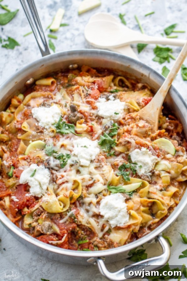 Easy Skillet Lasagna with Ribbon Zucchini Noodles