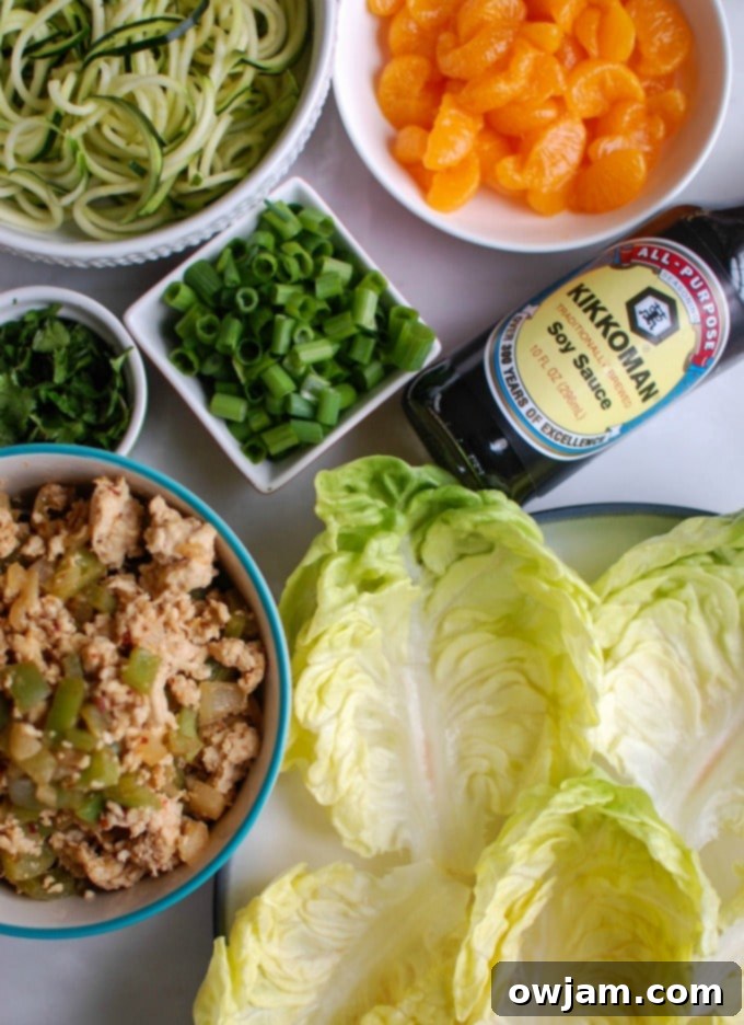Asian Chicken Zoodle Lettuce Wraps - light and healthy choice