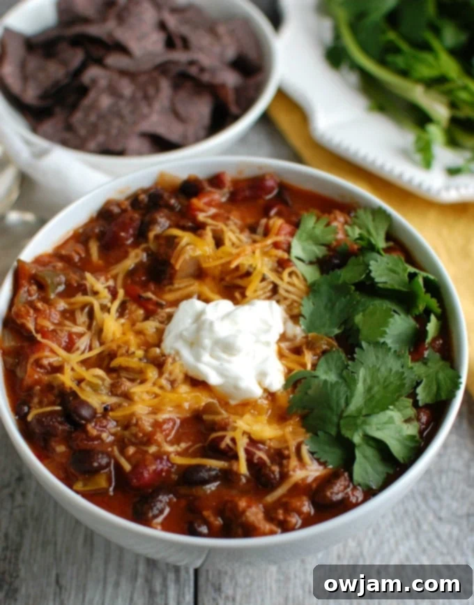 Hearty Beef and Bean Chili 3 Beef and Bean Chili with sour cream