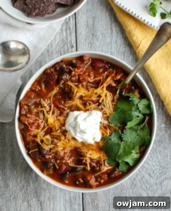 Hearty Beef and Bean Chili 7 Beef and Bean Chili with spoon