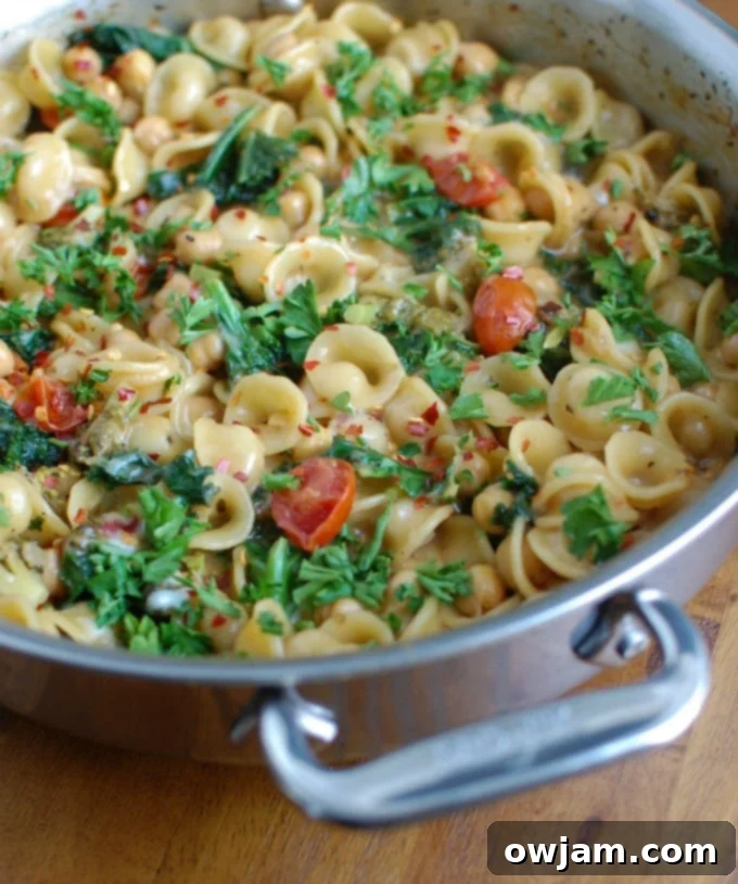 One-Pot Wonder Chickpea Kale Pasta 3 One Pot Chickpea Kale Pasta Recipe with parsley.