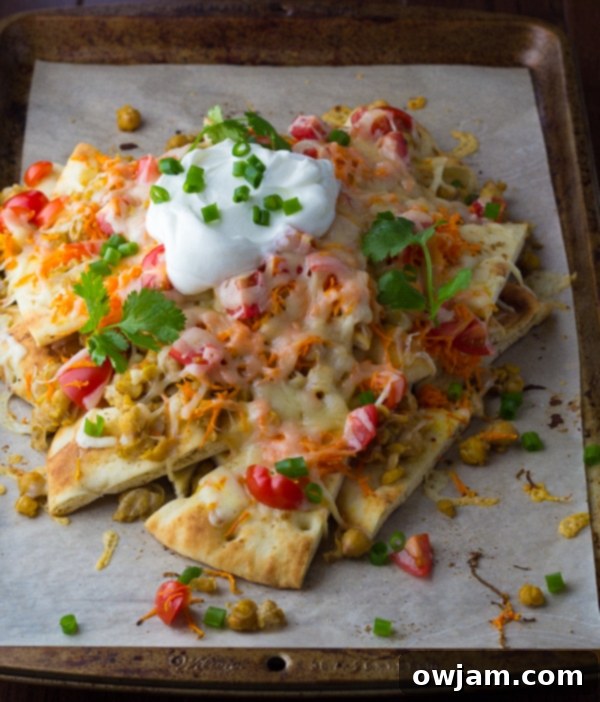 Spiced Chickpea Naan Nachos