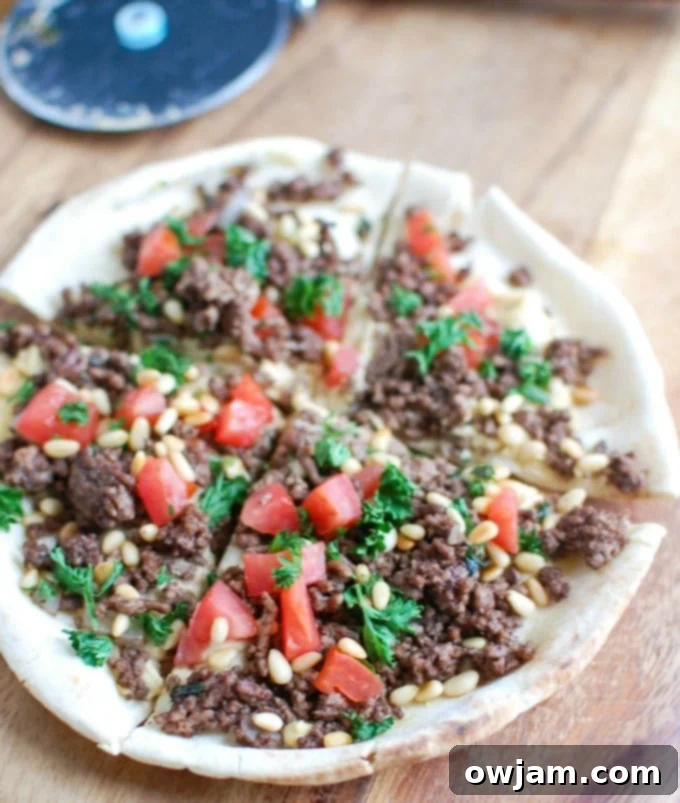 Spiced Beef Hummus Pita Pizza 4 Spiced Beef and Hummus Pita Pizza above