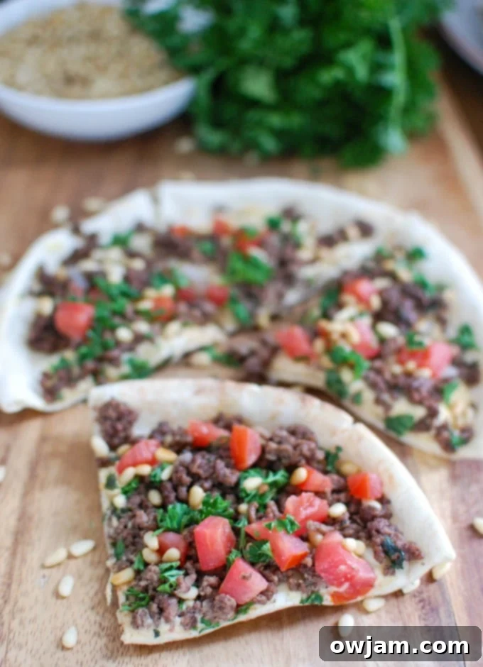 Spiced Beef Hummus Pita Pizza 5 Spiced Beef and Hummus Pita Pizza with slicer