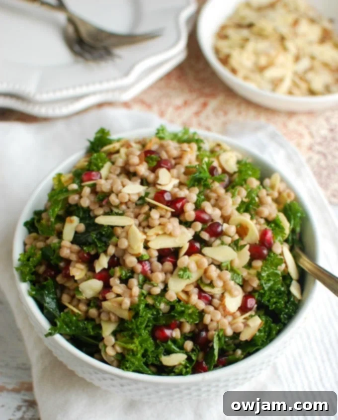 Jeweled Kale Couscous Pomegranate Salad 2 Kale Couscous Pomegranate Salad - a vibrant and healthy salad