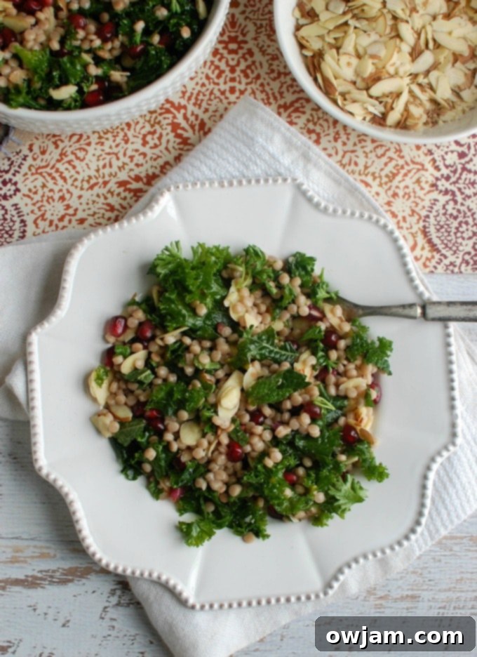 Jeweled Kale Couscous Pomegranate Salad 6 Kale Couscous Pomegranate Salad - packed with healthy ingredients