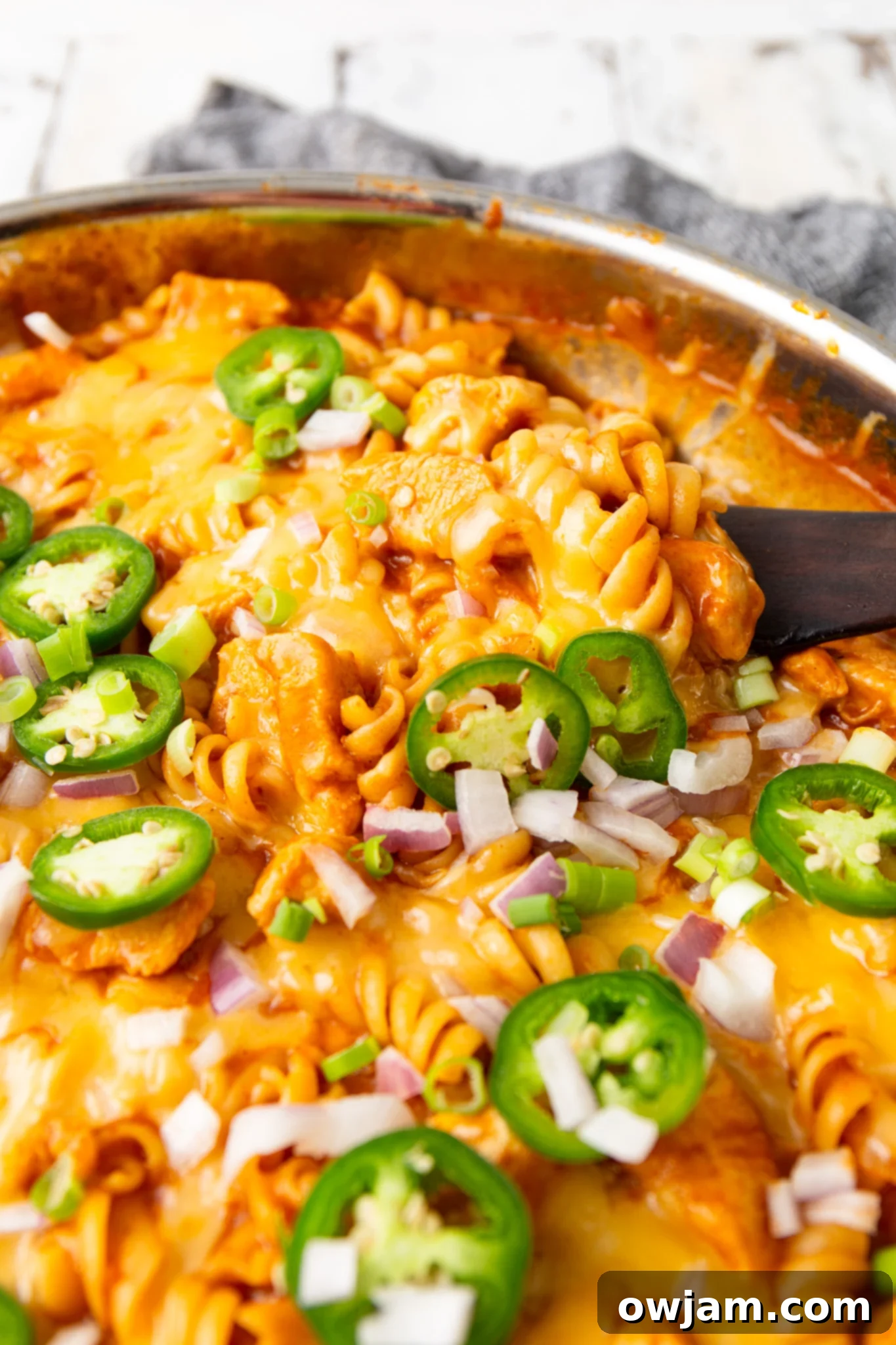 One Pot Chicken Enchilada Pasta in a big pot