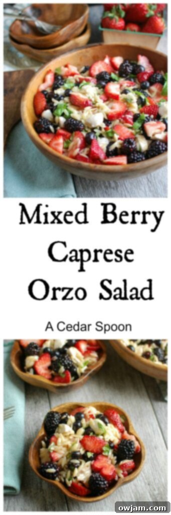 Mixed Berry Caprese Orzo Salad makes a healthy and delicious lunch option