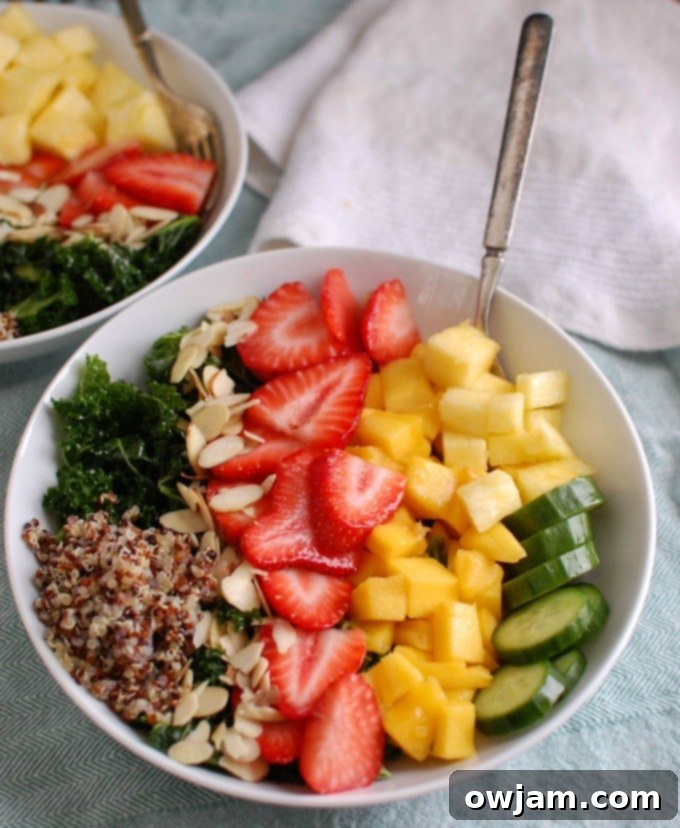 Vibrant Tropical Kale Quinoa Power Bowl 3 Tropical Kale Quinoa Salad - a colorful, healthy lunch option
