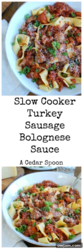 Slow Cooker Turkey Sausage Bolognese Sauce - the best sauce ever