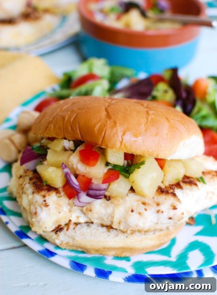 Tropical Macadamia Coconut Crusted Chicken with Pineapple Salsa 3 Macadamia Coconut Crusted Chicken with Pineapple Salsa makes the perfect fresh, summer meal. A great weeknight meal that's easy to prepare!