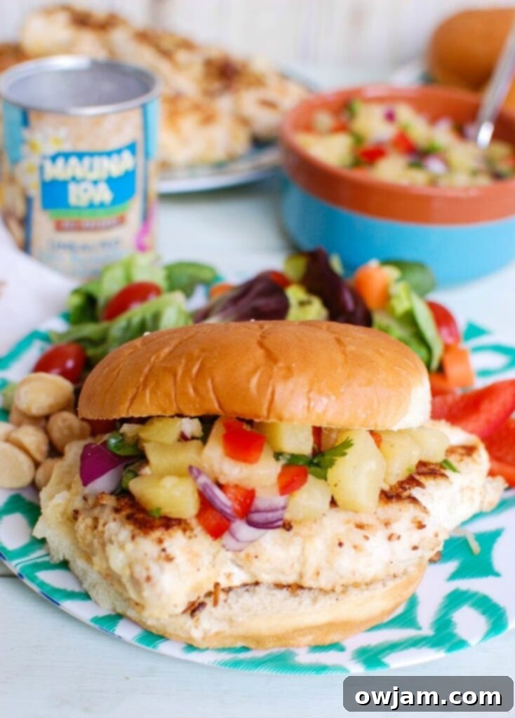 Tropical Macadamia Coconut Crusted Chicken with Pineapple Salsa 4 Macadamia Coconut Crusted Chicken with Pineapple Salsa makes the perfect fresh, summer meal. This is a nice backyard get together meal!