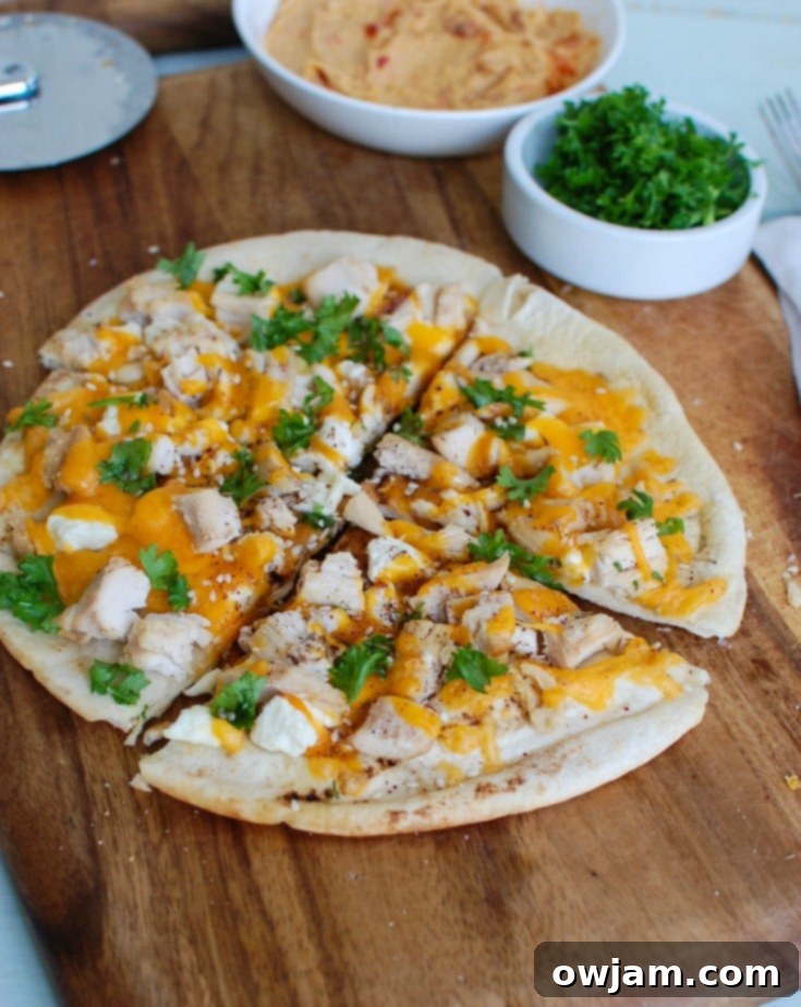 Chicken Feta Cheddar Pita Pitza - a quick and customizable pizza for kids