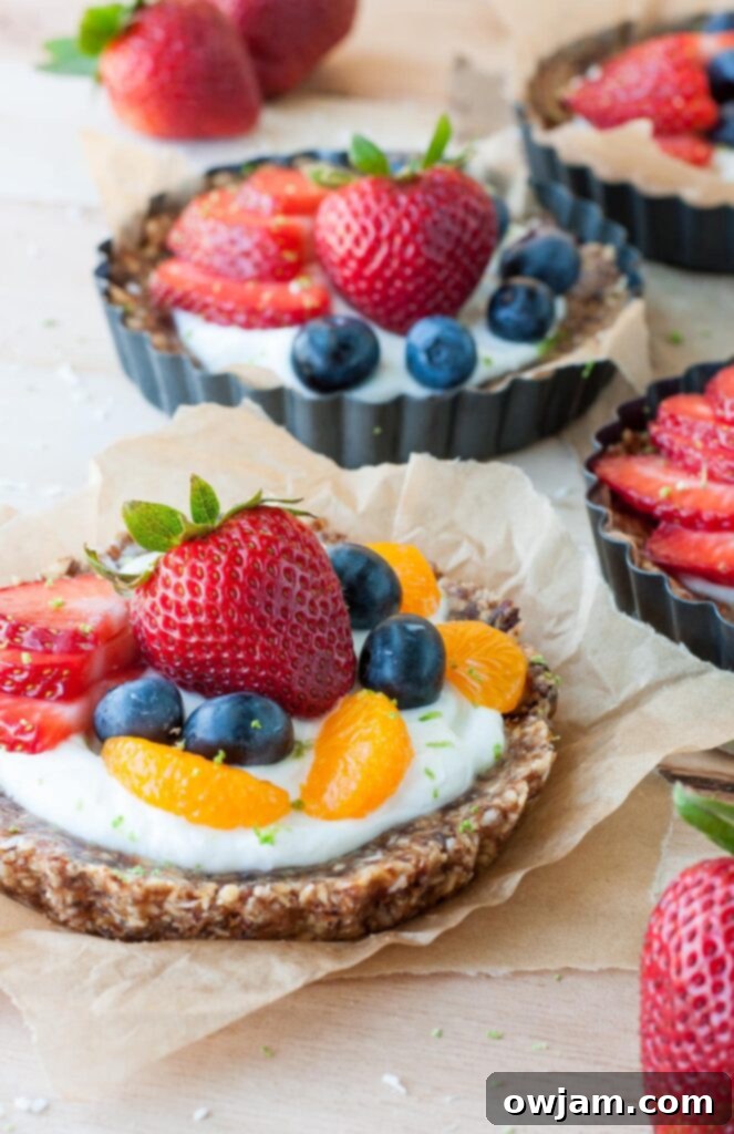 Healthy No-Bake Coconut Lime Fruit Yogurt Tarts - a refreshing and light dessert