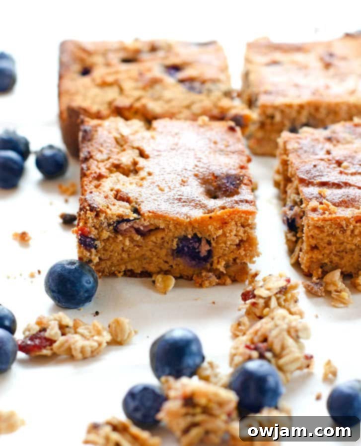 Blueberry Carrot Cake Bars with Granola - a delightful and healthy baked treat
