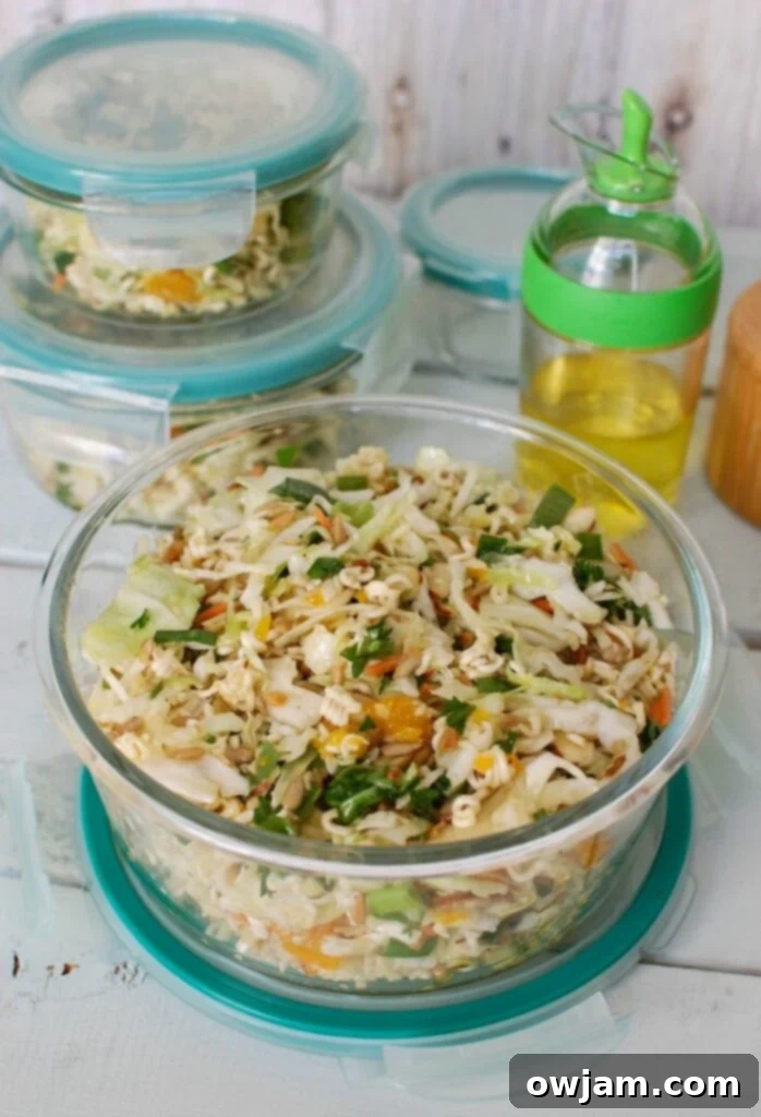 Zesty Ramen Crunch Salad 4 Asian Ramen Noodle Salad is an easy, healthy salad. Perfect for a picnic or BBQ.