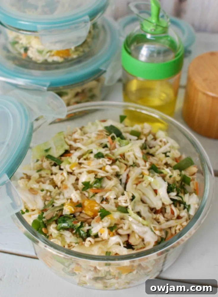 Zesty Ramen Crunch Salad 5 Asian Ramen Noodle Salad is an easy, healthy salad. Perfect for a picnic or BBQ.