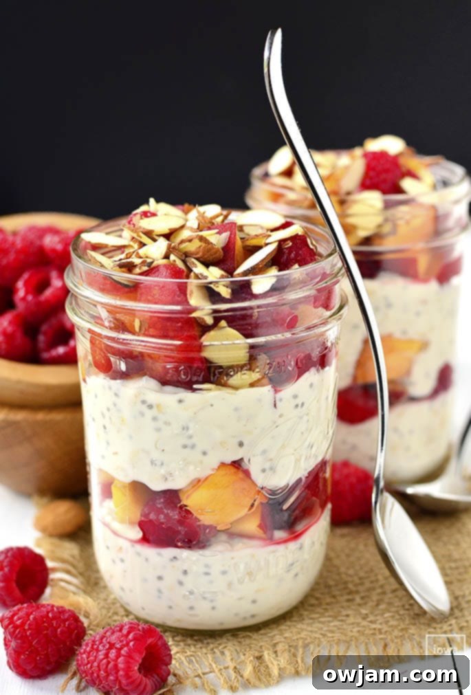 Make-Ahead Raspberry-Peach Crisp Breakfast Parfaits