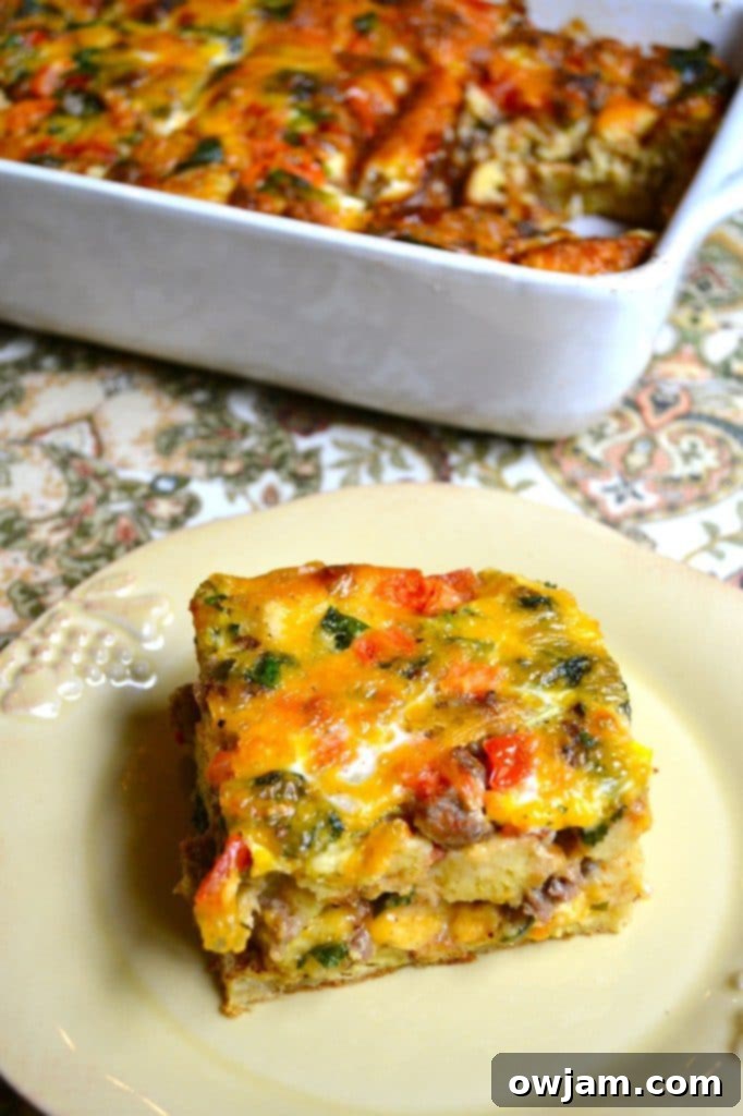 Egg and Sausage Breakfast Casserole with Spinach and Tomatoes