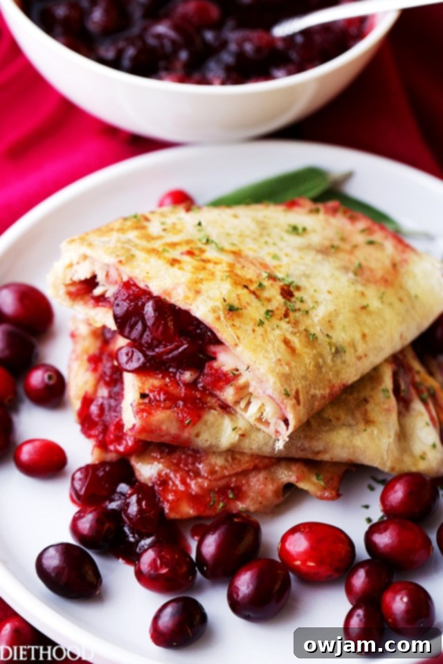 Cranberry Turkey Quesadillas, golden brown and filled.